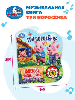Музыкальная книжка-игрушка 'Три поросёнка' 1 звуковая кнопка - 5 нажатий 10