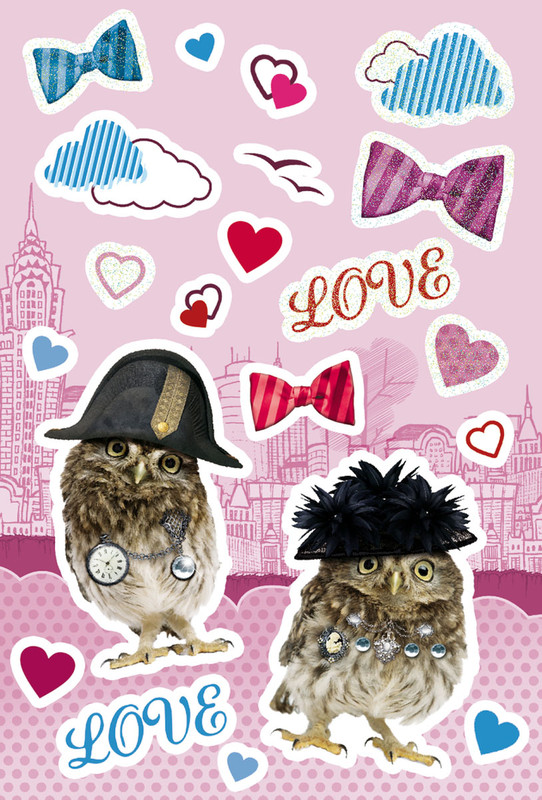 Наклейки Magic 'Влюбленная сова' Herma, цвет синий, красный