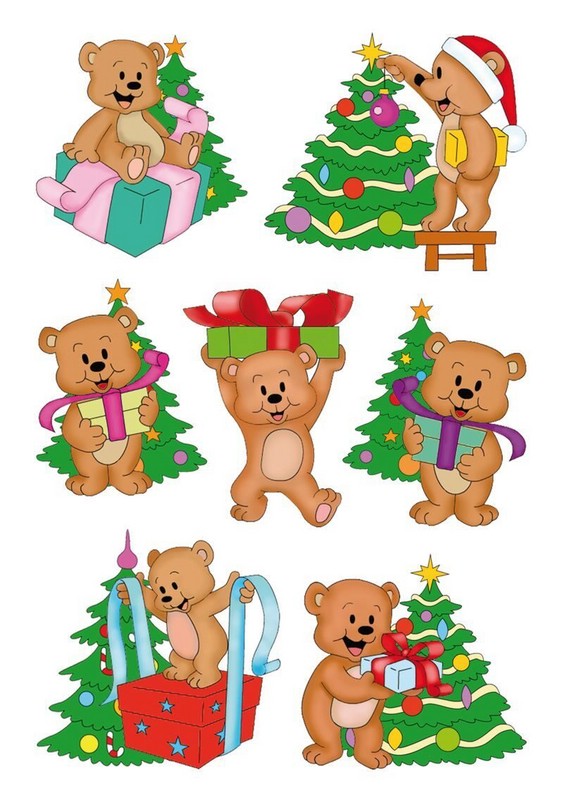 Наклейки 'Мишка с ёлкой'