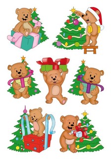 Наклейки 'Мишка с ёлкой'