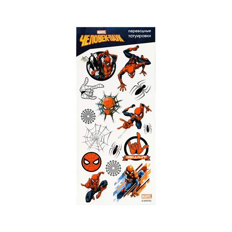Переводное тату Marvel Человек - паук, красный
