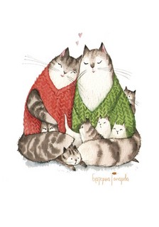 Открытка "Кошачья семейка"