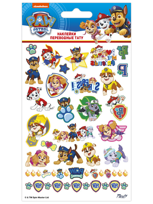 Наклейки-тату переводные 'Щенячий патруль 2' 11х20 см