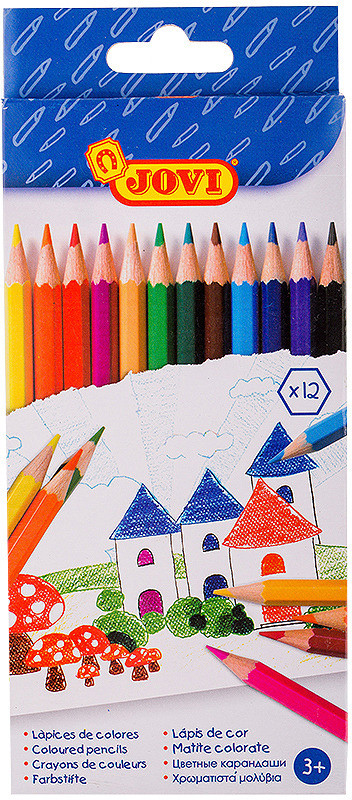 Карандаши 12 цветов, картонная упаковка с европодвесом