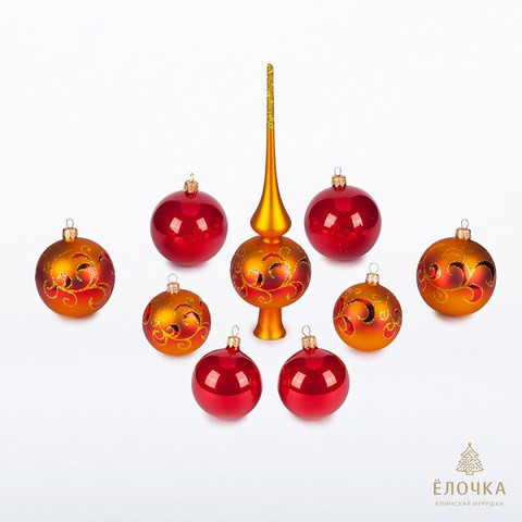 Набор 'Сувенирный' 8 шаров и верхушка, стекло, артикул С829