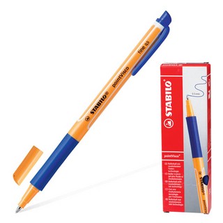 Ручка гелевая с грипом STABILO PointVisco, синяя, корпус оранжевый