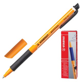 Ручка гелевая с грипом STABILO PointVisco, черная, корпус оранжевый