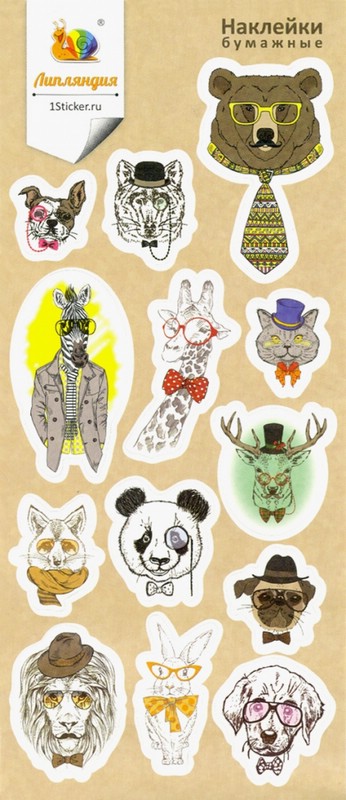 Набор наклеек 'Животные 2' (арт.25346) Липляндия