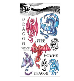 Переводные татуировки 'Драконы и надписи' 11 х 20 см