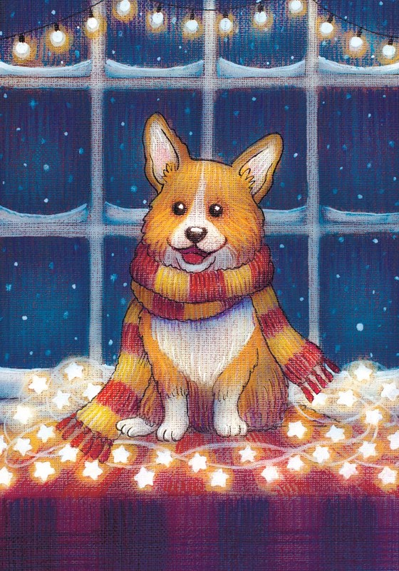 Открытка 'Новогодний корги'
