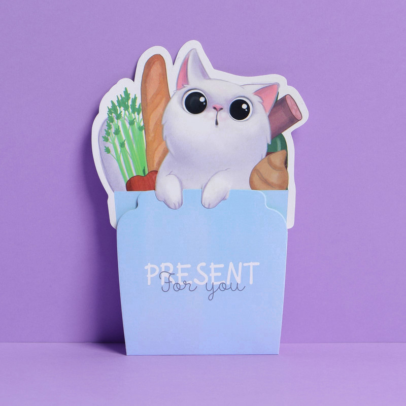 Открытка-конверт для денег «На хотелки», кот, 12 x 17 см