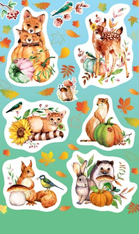 Наклейки 'Тыквы и животные', артикул 0-11-641