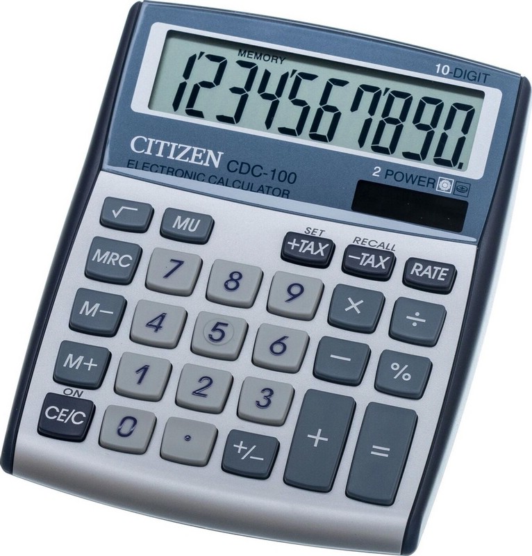 Калькулятор настольный Citizen CDC-100, 10-ти разрядный, цвет серебристый