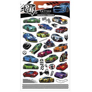 Переводные татуировки светящиеся PrioritY Машины, ассорти