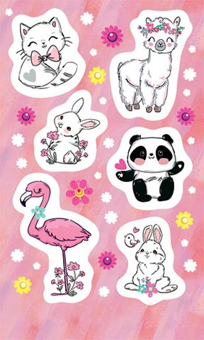 Наклейки 'Звери' розовые, артикул 0-11-708