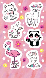Наклейки 'Звери' розовые, артикул 0-11-708