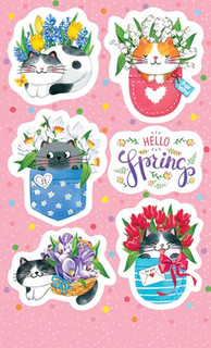 Наклейки 'Коты и цветы', артикул 0-11-720