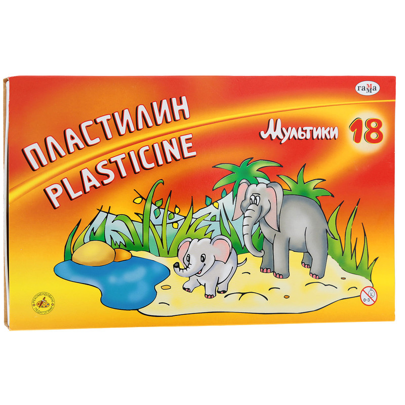 Пластилин Гамма 'Мультики', со стеком, 18 цветов