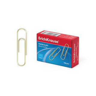 Набор скрепок омедненных, 28 мм, 100 штук ErichKrause, цвет ж...