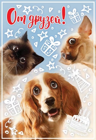 Открытка 'От друзей!' артикул 12152