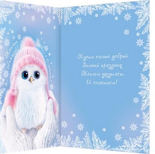 Открытка 'С Новым годом!' (сова) артикул 2-46-5871 2