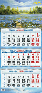 Календарь 2025 'Акварельное настроение' квартальный, трехблочный, 31х68 см 1