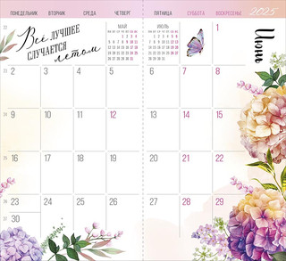 Календарь-ежедневник '12 месяцев счастья 2025', 9х17 см 2