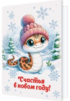 Открытка-подвеска 'Счастья в новом году!' (год змеи)