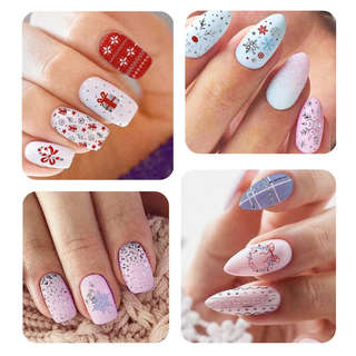 Слайдеры для маникюра Новогодние игрушки, с серебряной фольгой 2