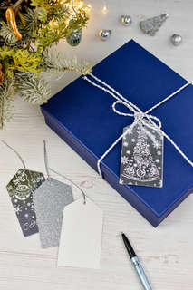 Набор из 20-ти новогодних ярлыков для подарков, серебристый 2
