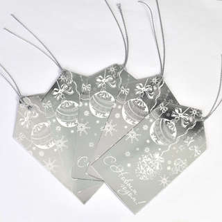 Набор из 20-ти новогодних ярлыков для подарков, серебристый 3