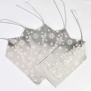 Набор из 20-ти новогодних ярлыков для подарков, серебристый 4