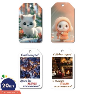 Комплект из 20-ти бирок для новогодних подарков, арт.16435
