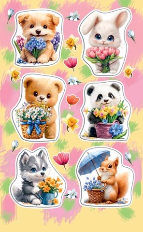 Наклейки Звери с цветами