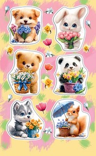 Наклейки Звери с цветами