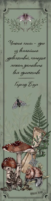 Закладка с резинкой 'Bruk.herbs' (оформление с грибами)