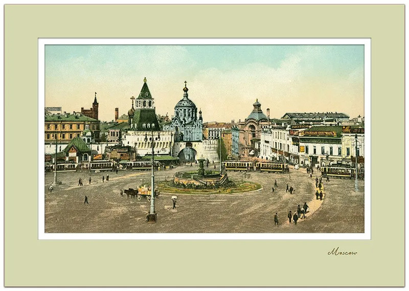 Постер 'Москва' А4 с двойным цветным паспарту №14