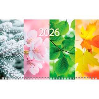 Календарь квартальный на 2026 г 'Времена года' настенный трехблочный, 30х75 см 2