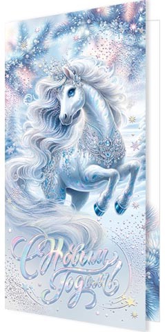 Открытка 'С Новым Годом!' (год лошади) евро