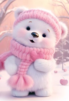 Открытка-подвеска мини 'Белый мишка'