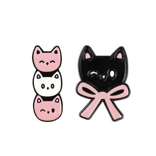 Значки-пины, 2 шт в наборе, 'Розовые коты' 2