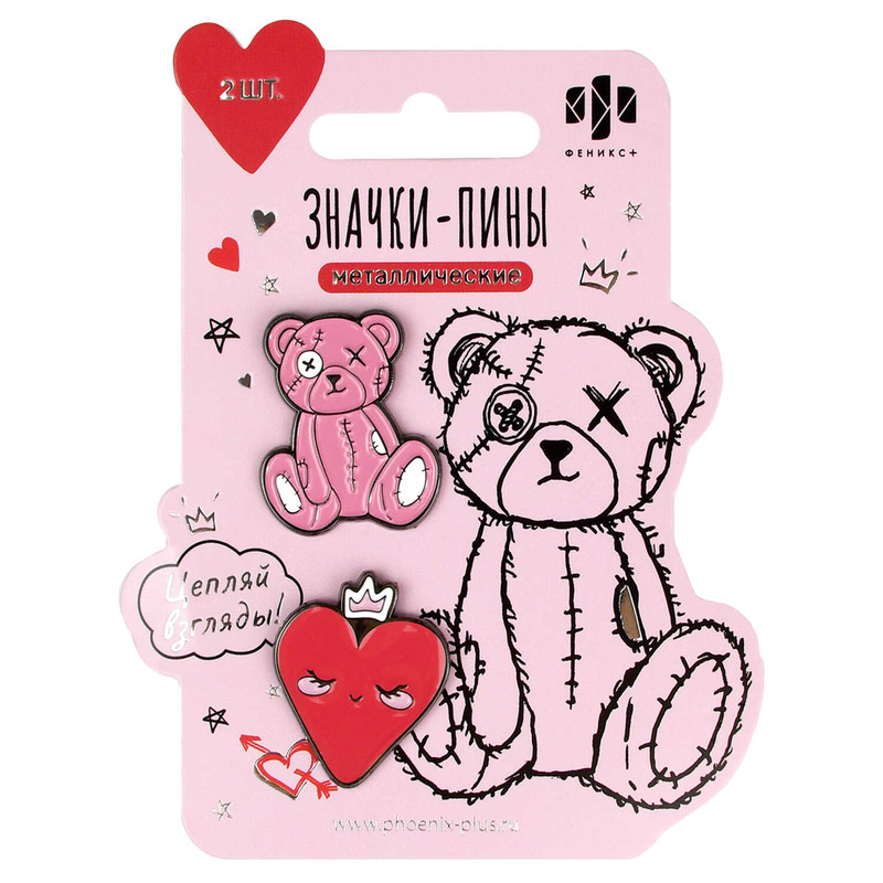 Значки-пины, 2 шт в наборе, 'Розовый микс'