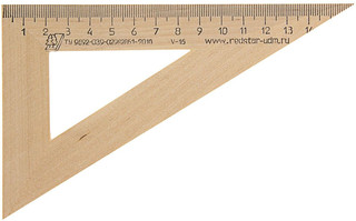 Угольник 30 градусов, деревянный, 16 см