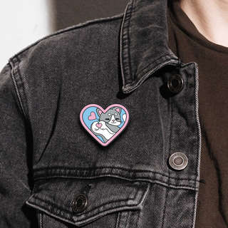 Значок-пин, 28х32 мм, металл, Котик-сердечко 5