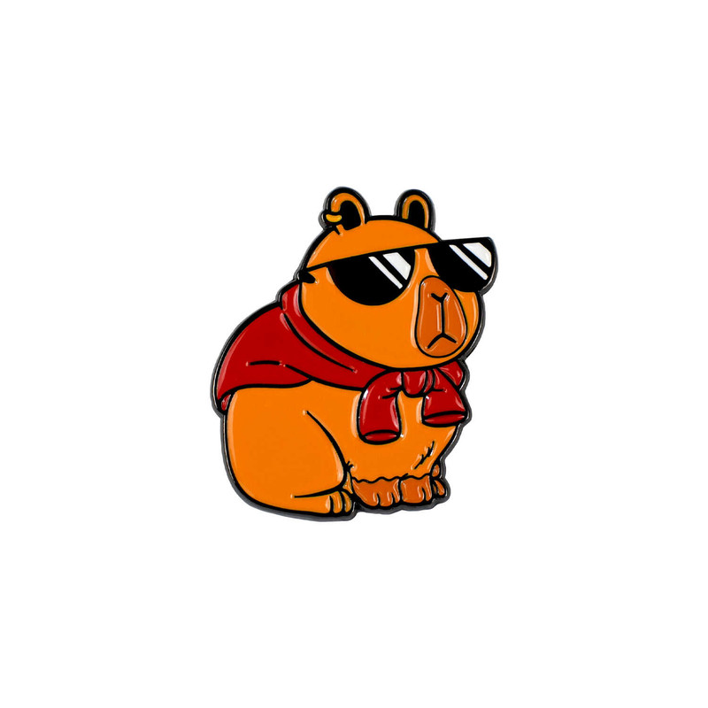 Значок-пин, 33х28 мм, металл, Капибара