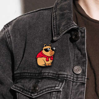 Значок-пин, 33х28 мм, металл, Капибара 5