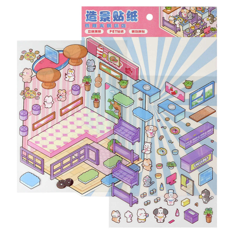 Наклейки-румбокс для создания миниатюрных сцен 'Ресторан'