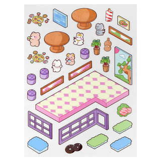 Наклейки-румбокс для создания миниатюрных сцен 'Ресторан' 4