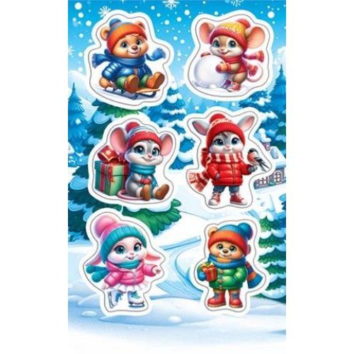 Наклейки новогодние 'Зверюшки зимой'