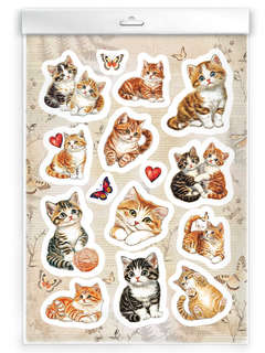 Набор наклеек 'Пушистые котики'